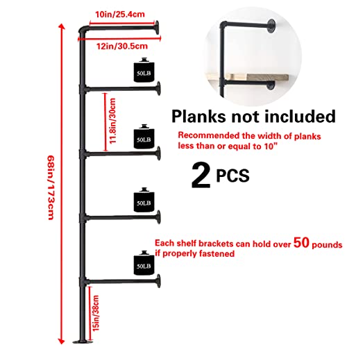 Industrial Wall Mount Iron Pipe Shelf Shelves Shelving Bracket - Image 3