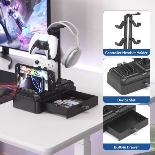 KDD Headphone Stand with Drawer - Rotatable Headset & Detachable - Image 5