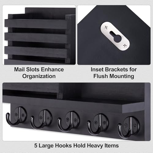 Lwenki Key Holder for Wall – Decorative Wooden Mail Holder - Image 4