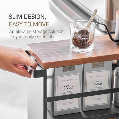 YAMAZAKI home Tower Rolling Slim Storage Cart With Handle Black - Image 7