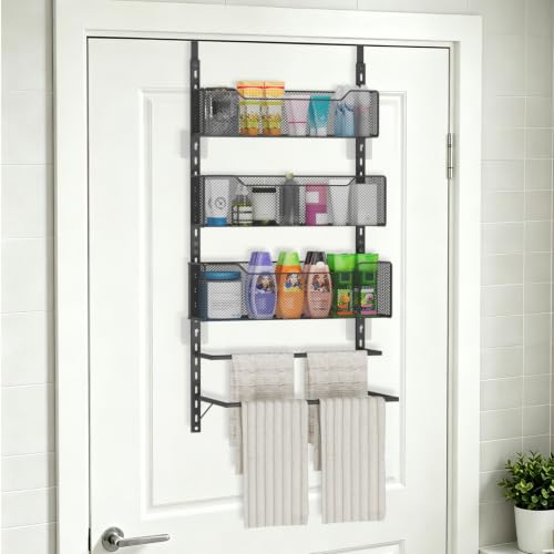 VyGrow Over The Door Towel Rack with 3 Tier Mesh Baskets - Image 2