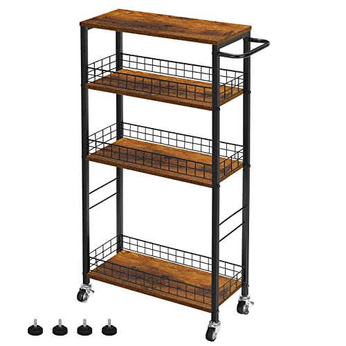 YBING Slim Storage Cart 4 Tier Narrow Kitchen Rolling Cart - Image 2