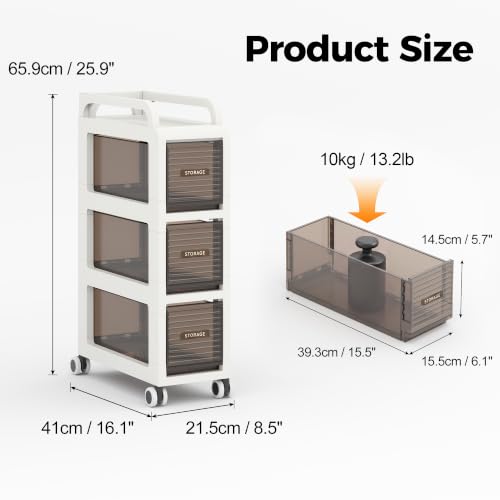 Bathroom Storage with Drawers, 7.87" Wide Slim Cabinet - Image 3