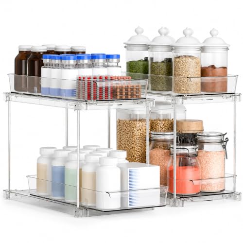 2 Pack 2-Tier Clear Under Sink Organizer with Pull-Out Drawers - Image 2