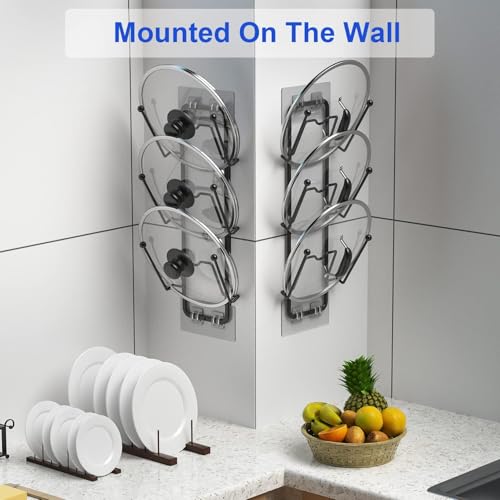 2 Pack Pot Lid Organizer for Cabinet, 2 in 1 Wall Mount & - Image 7