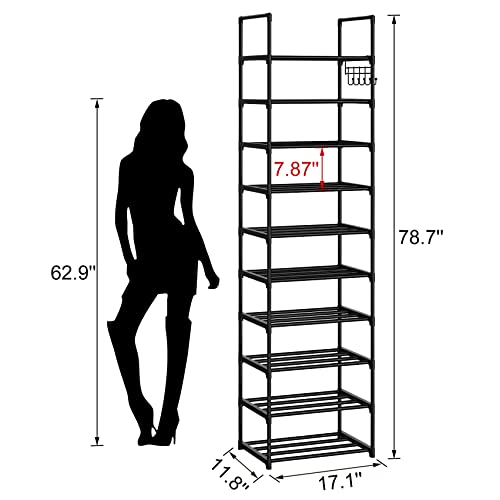 Narrow Shoe Rack 10 Tiers Tall Shoe Rack for Entryway Closet 20 - Image 4