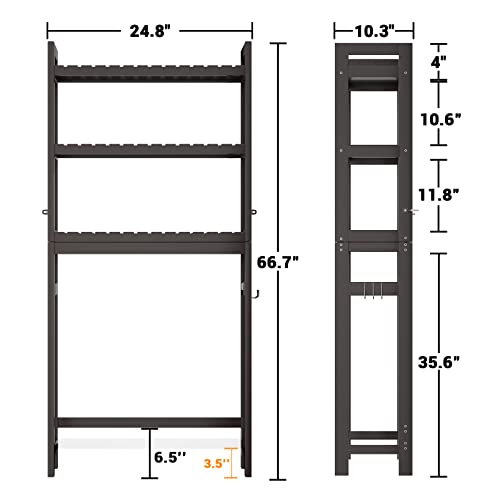 Over The Toilet Storage, 3-Tier Bamboo Bathroom Shelf, Espresso - Image 6