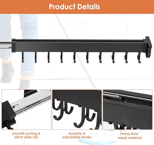 Pull-out Mop and Broom Holder with 20 Sliding Hooks - Image 7