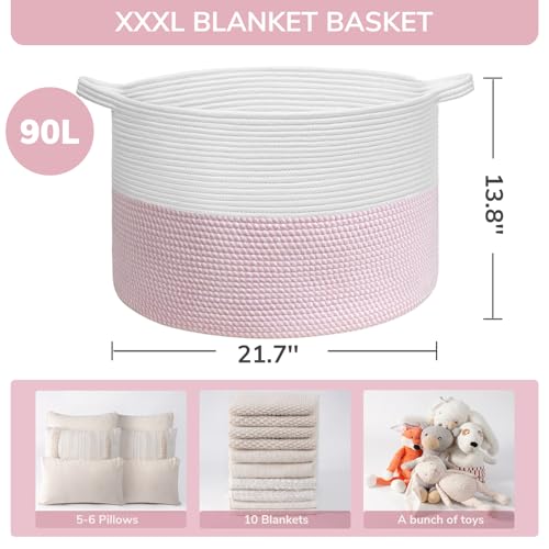 INDRESSME XXXLarge Woven Rope Blanket Basket Living Room - Image 3