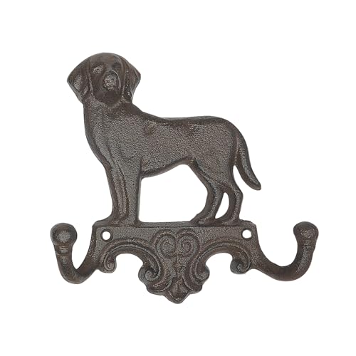 Cast Iron Wall Hooks, Dog Leash Holder with Dual Hangers - Image 2