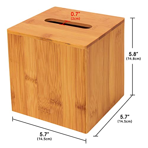 Bamboo Square Tissue Box Cover Holder Case Cover Holder Box - Image 7
