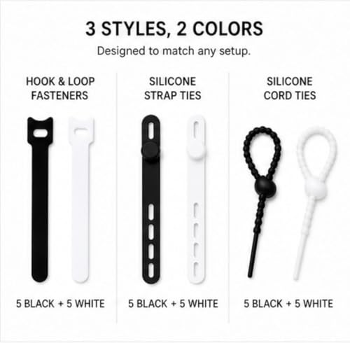 Cable Organizer Variety Pack – 30 Reusable Cord Ties - Image 6