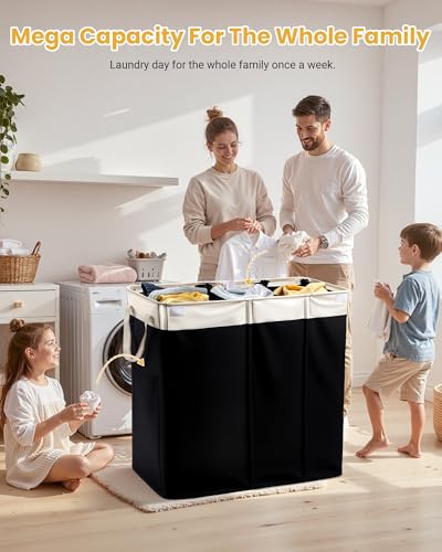 190L Laundry Hamper with Lid, Large Laundry Basket with Lid and 3 - Image 5