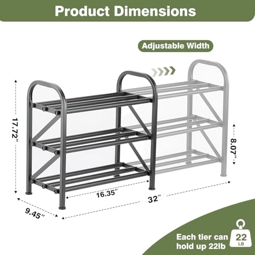 3 Tier Expandable Shoe Rack for Closet | Home Organization - Image 3