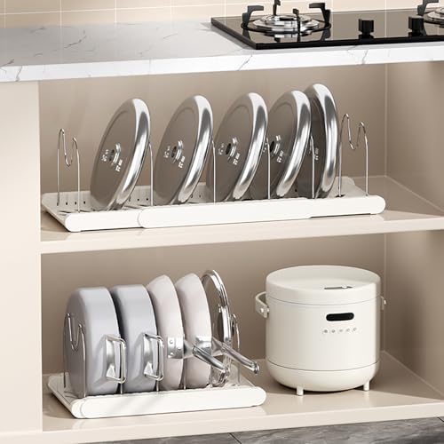 Pot Rack: 13.6"-22" Pots and Pans Organizer Under Cabinet,Apricot - Image 4