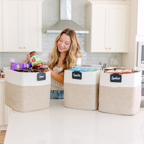13x15x13 Kallax Storage Cubes Bins, 3 Pack | Cotton Rope - Image 5