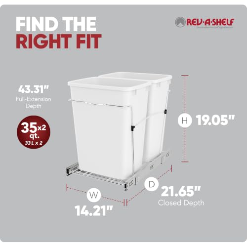 Rev-A-Shelf Double Pullout Garbage Trash Cans for Kitchen - Image 4