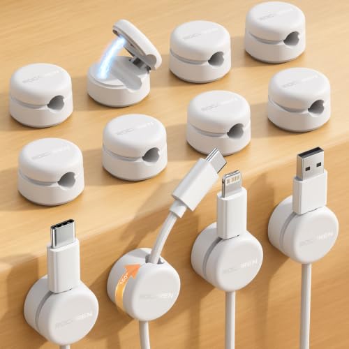 Rocoren 12 Pack Magnetic Cable Clips,360° Rotating Cord Organizer - Image 2