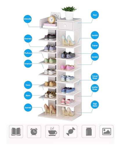 8 Tiers Shoe Rack Narrow Shoe Organizer for Closet Entryway, Tall - Image 6