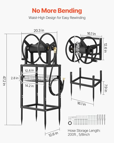 VEVOR Garden Hose Reel Freestanding & Wall Mount, Holds 200 ft - Image 3