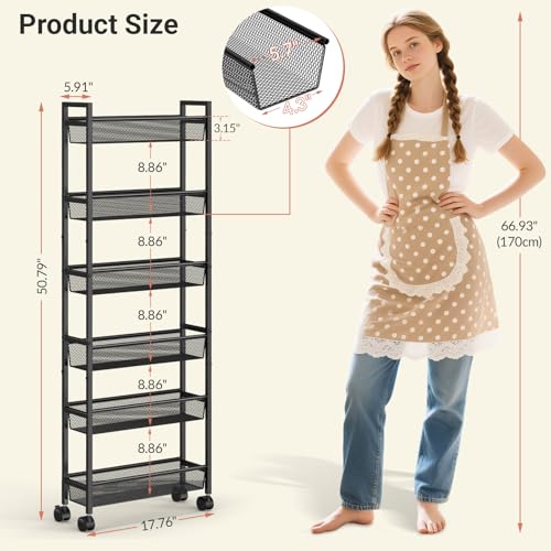 ThreeHio 6 Tier Slim Storage Cart, Narrow Cart with | All Products - Image 3
