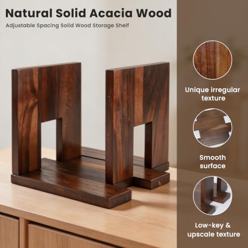 Vinyl Record Storage Stand, Solid Acacia Wood Album Holder - Image 4