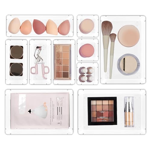 Vtopmart 10 Pack Clear Drawer Organizer Bins, 4 Sizes Makeup - Image 2