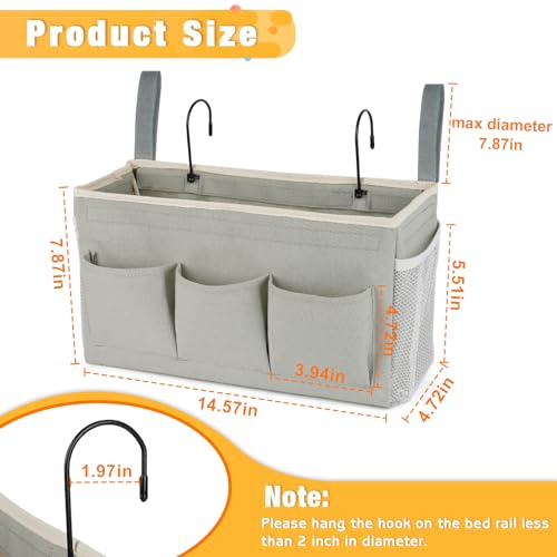 Lilithye Bedside Caddy, Bedside Storage Bag Hanging Organizer - Image 4