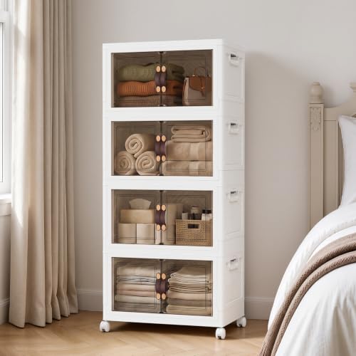 4Tier 428QT Stackable Storage Bins With Lids Portable Wheels - Image 2