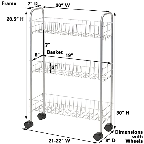 Household Essentials Slim Storage Cart, 3 Shelf Storage Cart - Image 4