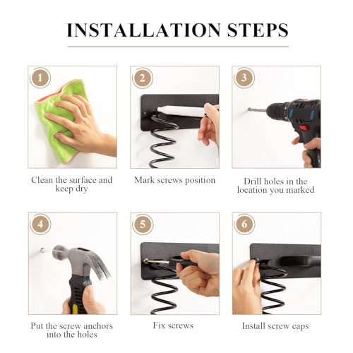 Hair Dryer Holder-3 in 1 Blow Dryer Holder-Metal Bathroom - Image 7