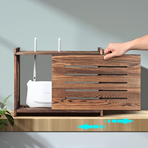 Wooden Router Shelf Wall Mount WiFi Router Storage Box - Image 6