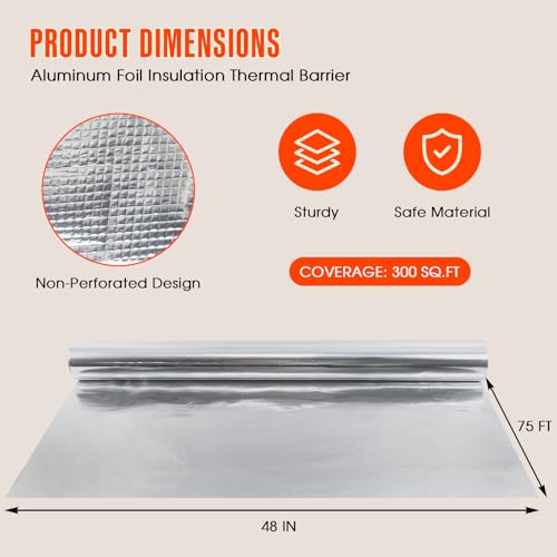 Sauna Foil Vapor Barrier, 4FT x 75FT 300 sqft Aluminum Insulation - Image 3