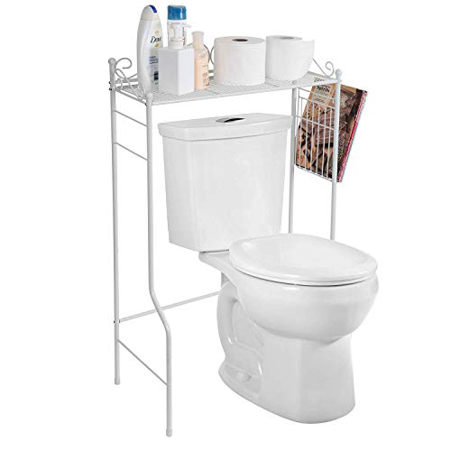 MyGift Over Toilet Storage Shelf with Magazine Basket, White - Image 8