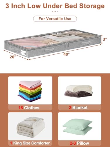 punemi 3 inch High Soft Low Profile Under Bed Storage Bins, 2 - Image 5