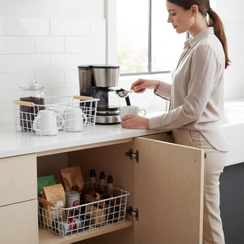 LeleCAT White Wire Baskets for Organizing with Handl | All Products - Image 5
