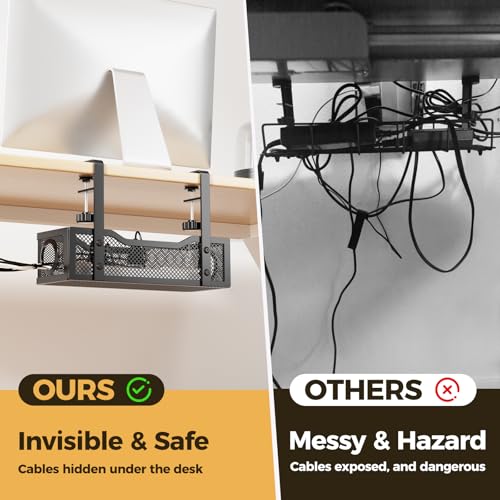 Under Desk Cable Management Tray, 13.4" Metal Cord Organizer - Image 4
