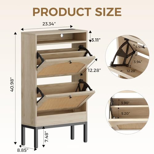 LUCKLIFE Shoe Cabinet with Charging Station, Flip Down - Image 3