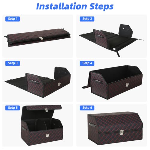 Car Trunk Organizer with Sturdy Faux Leather Lid - 20.9 inch 48L - Image 8