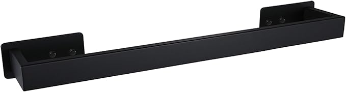 LANC Black Towel Rack for Bathroom Wall Mounted 16-Inch, Matte Black Self Adhesive Towel Bar No Drill Towel Rod, Stick on Hand Towel Holder Stainless Steel,Total Length 16.9 Inch A8310MB-L38