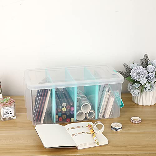 BTSKY Clear Plastic Dividing Storage Box with 4 | Home Organization - Image 7