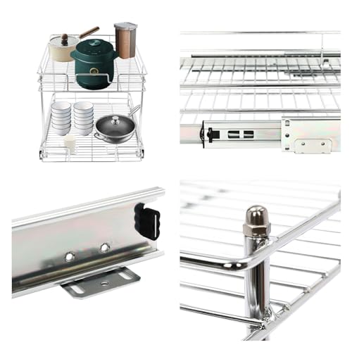 Pull Out Cabinet Organizer,Narrow Cabinet 2-tier Iron Shelf w/One - Image 6