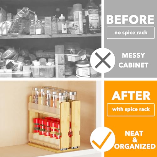 SpaceAid Bamboo Pull Out Spice Rack Organizer for Cabinet, Heavy - Image 3