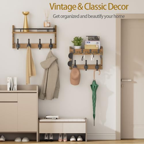 29 inch Coat Rack Wall Mount with Shelf, Entryway Wall - Image 7