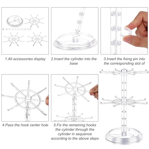 Yuntau 2 Pcs 2 Tier Keychain Display Stand for Bracelet, Rotating - Image 6