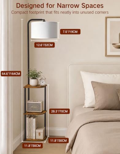 Corner Floor Lamp with Table, Standing Lamp with Side Table - Image 5