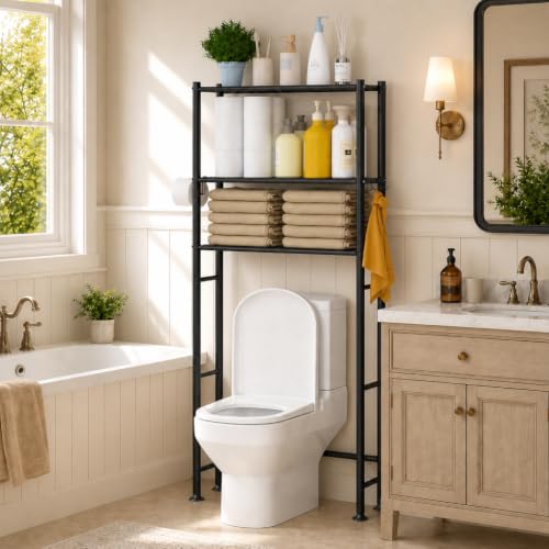 3-Tier Over The Toilet Storage Cabinet with Paper Holder - Image 2