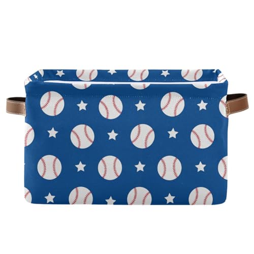 Emelivor Baseball Navy Blue Storage Basket Bins | Home Organization - Image 2