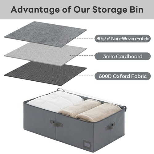10" High Capacity Under Bed Storage Bins (3-Pack, Charcoal Grey) - Image 5