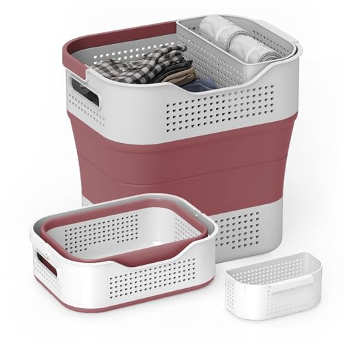 TECHMILLY Collapsible Plastic Laundry Basket Hamper - Image 2